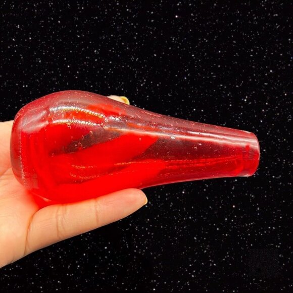 Studio Art Glass Red Controlled Bubble Small Bud Vase 5”T 1”W - Picture 6 of 9